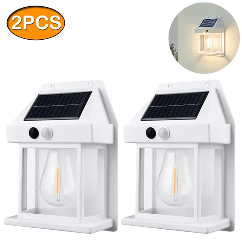 Solar Tungsten Night Lamp Intelligent Motion Sensor Wall Lamp 3 Lighting Modes Waterproof Courtyard Garden Decoration Lantern