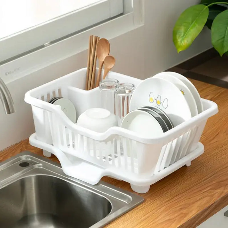 Dish Drying Rack Kitchen Utensils Drainer Rack with Drain Board Countertop Dinnerware Plates Bowls Chopsticks Spoons Organizer