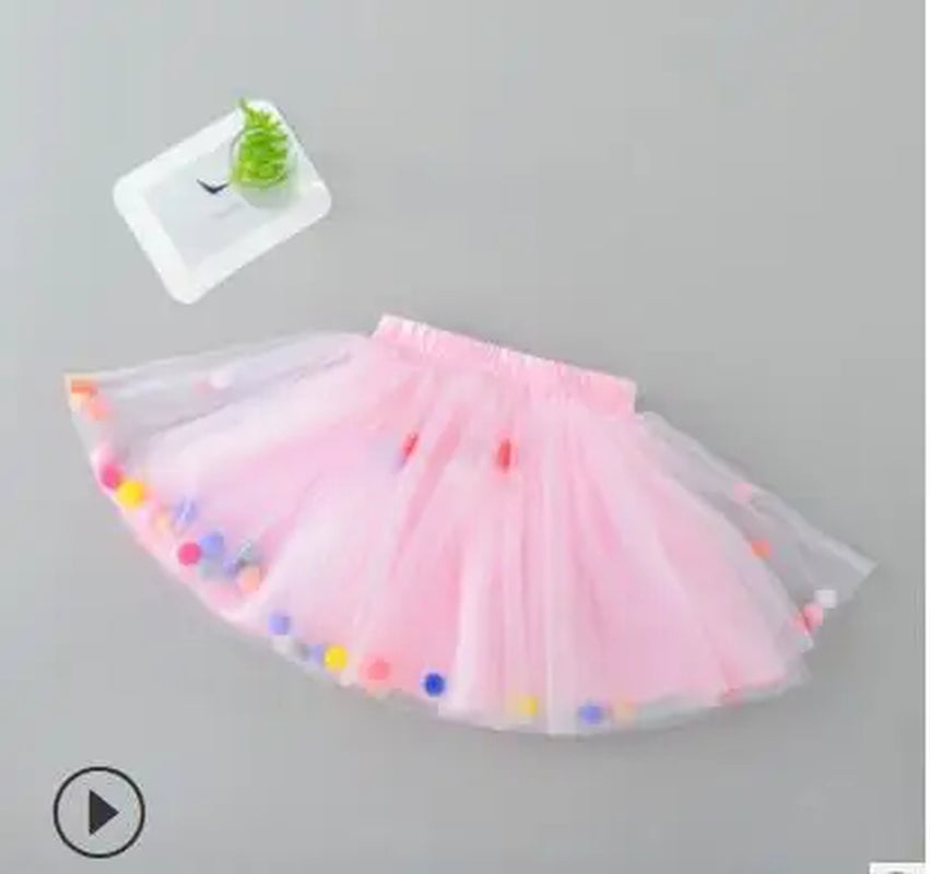 12M-6Y Princess Kids Baby Girl Colorful Balls Tutu Tulle Skirt 1 Pieces Bottom Party Girls Skirts Clothes Skirt for Girls Mini