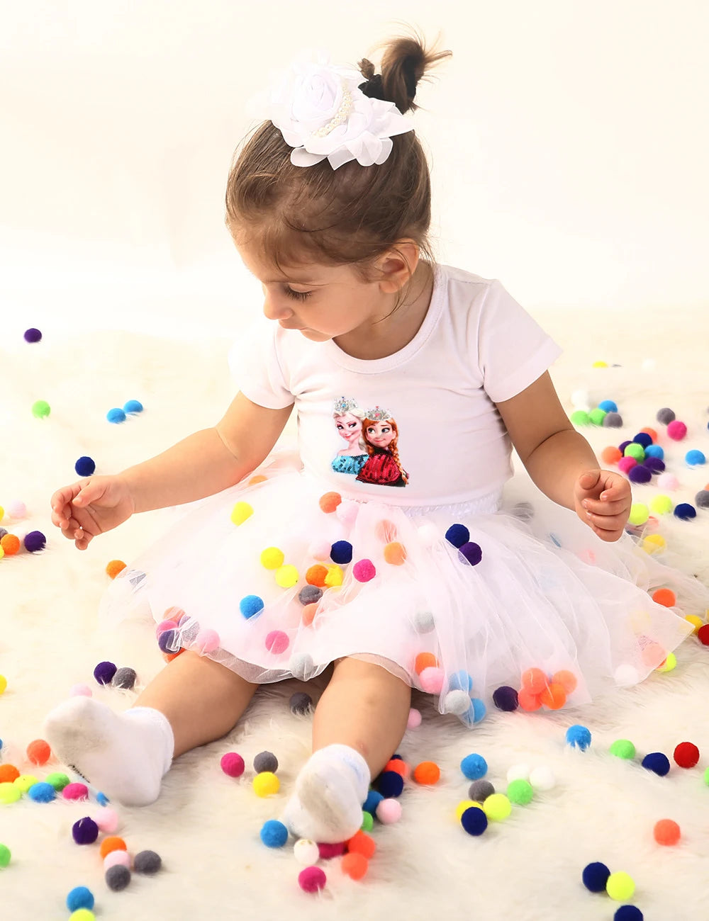 12M-6Y Princess Kids Baby Girl Colorful Balls Tutu Tulle Skirt 1 Pieces Bottom Party Girls Skirts Clothes Skirt for Girls Mini