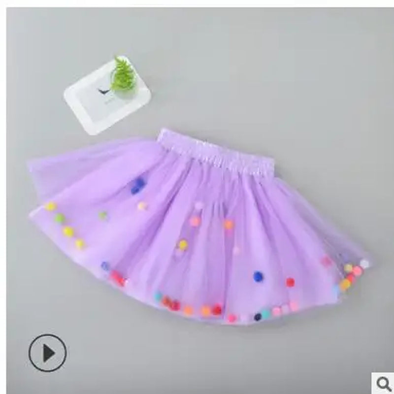 12M-6Y Princess Kids Baby Girl Colorful Balls Tutu Tulle Skirt 1 Pieces Bottom Party Girls Skirts Clothes Skirt for Girls Mini