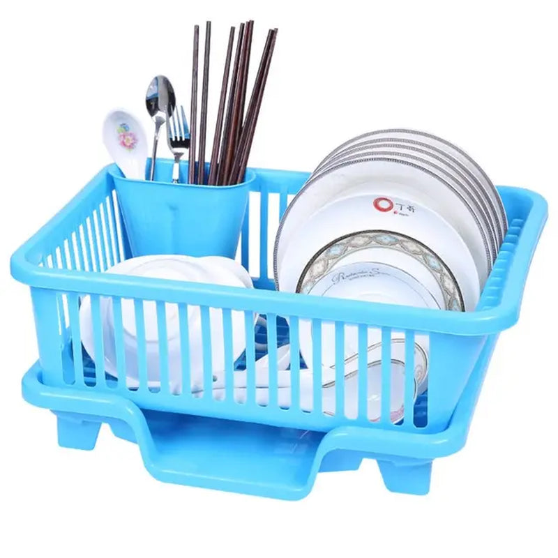 Dish Drying Rack Kitchen Utensils Drainer Rack with Drain Board Countertop Dinnerware Plates Bowls Chopsticks Spoons Organizer