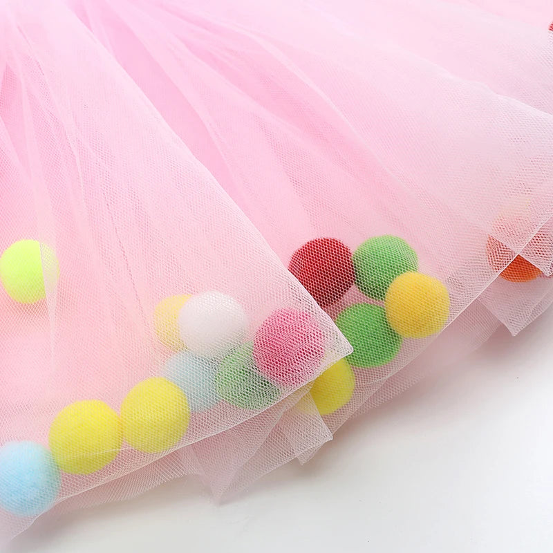 12M-6Y Princess Kids Baby Girl Colorful Balls Tutu Tulle Skirt 1 Pieces Bottom Party Girls Skirts Clothes Skirt for Girls Mini