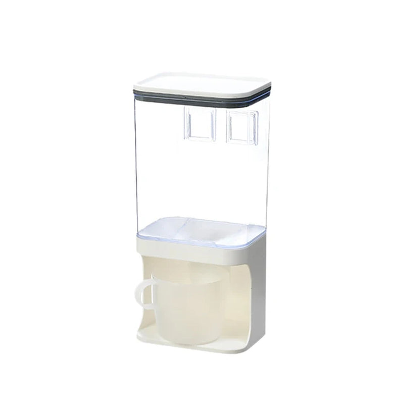 1L/1.5L Cereal Dispenser Wall Mounted Plastic Divided Rice Container Insect Proof Moisture Proof Rice Storage Kitchen Organizer