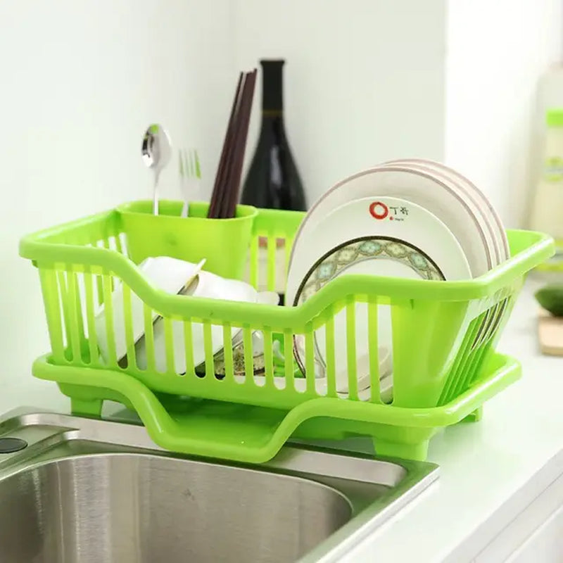 Dish Drying Rack Kitchen Utensils Drainer Rack with Drain Board Countertop Dinnerware Plates Bowls Chopsticks Spoons Organizer