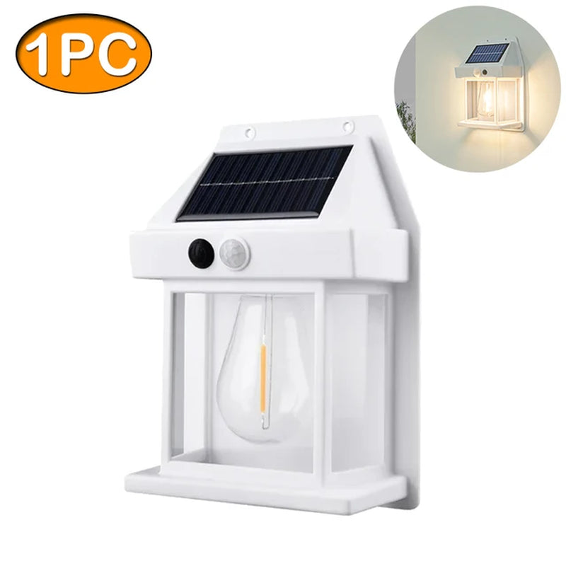 Solar Tungsten Night Lamp Intelligent Motion Sensor Wall Lamp 3 Lighting Modes Waterproof Courtyard Garden Decoration Lantern