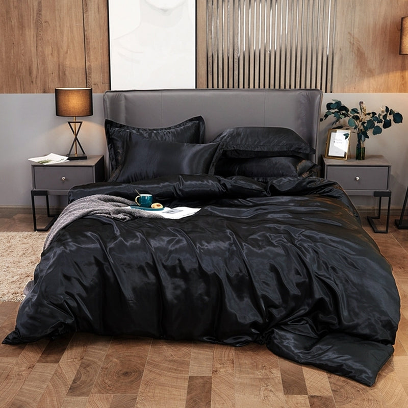 Bedding Set Solid Color Luxury Bedding Kit Rayon Satin Duvet Cover Set Twin Queen King Size Bed Set 2Pcs/3Pcs/4Pcs