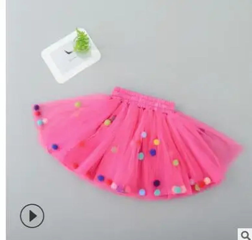 12M-6Y Princess Kids Baby Girl Colorful Balls Tutu Tulle Skirt 1 Pieces Bottom Party Girls Skirts Clothes Skirt for Girls Mini