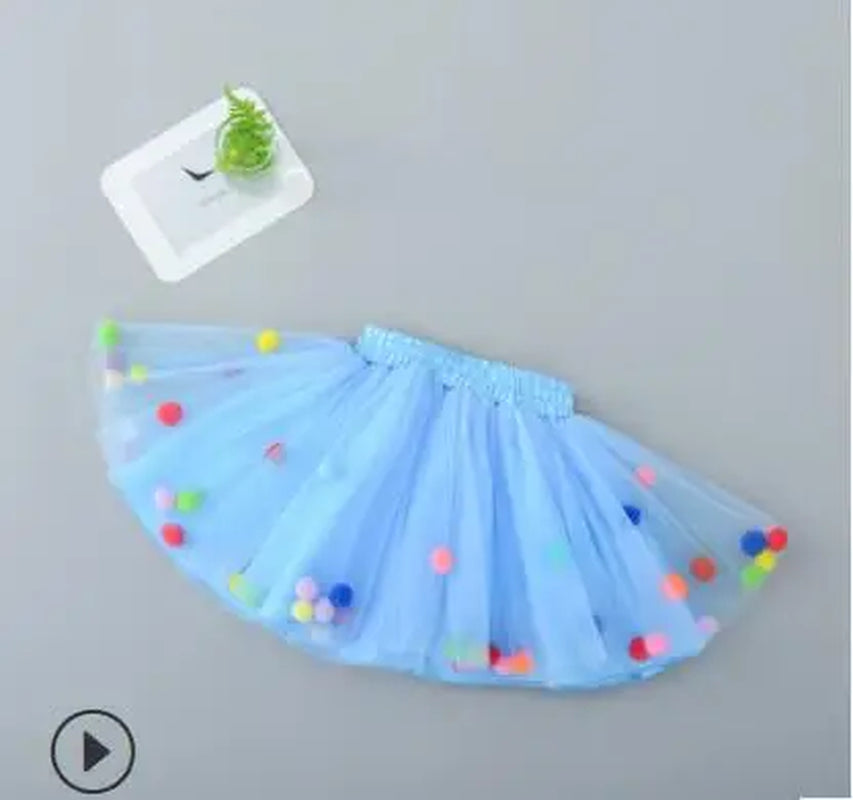 12M-6Y Princess Kids Baby Girl Colorful Balls Tutu Tulle Skirt 1 Pieces Bottom Party Girls Skirts Clothes Skirt for Girls Mini