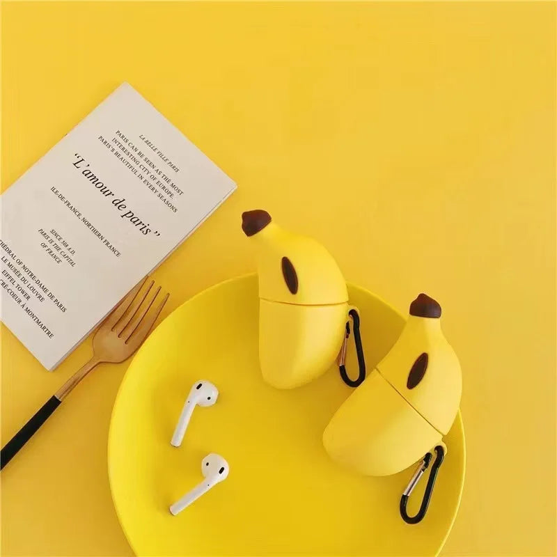 Airpods Bluetooth Headphones Protective Case Cute Three-Dimensional Banana Headphone Cover for Airpods Wireless Bluetooth