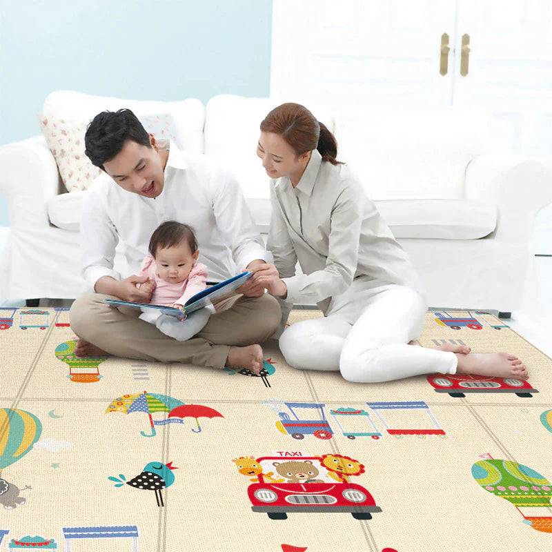 Baby Play Mat Foldable Children Carpet Double-Sided Cartoon Pattern Kids Room Carpet Educational Activity Surface Easy to Carry