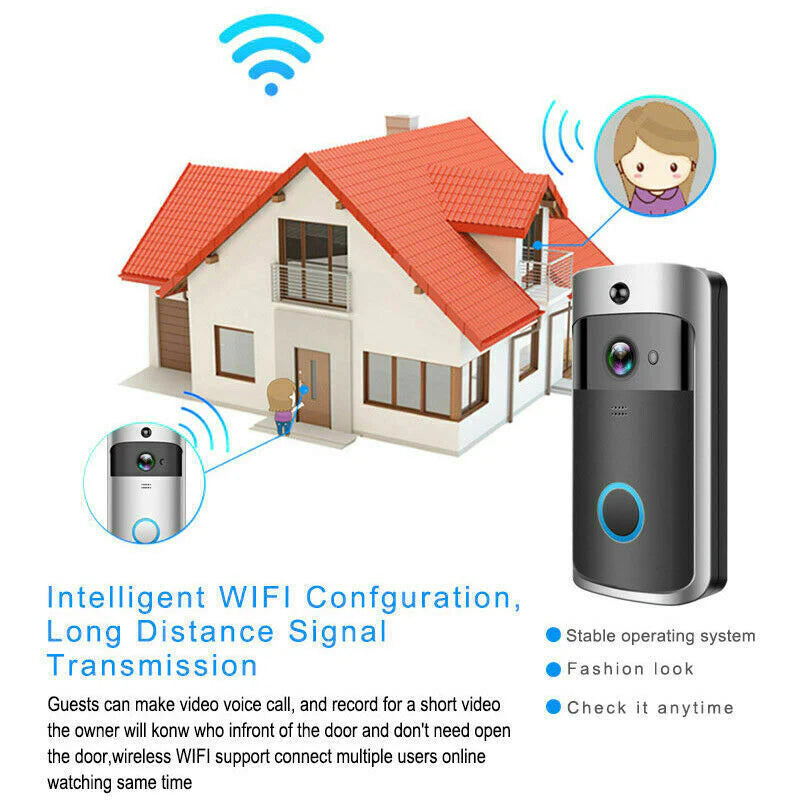 Smart Wireless Wifi Video Doorbell Phone Door Ring Intercom Security Camera Bell