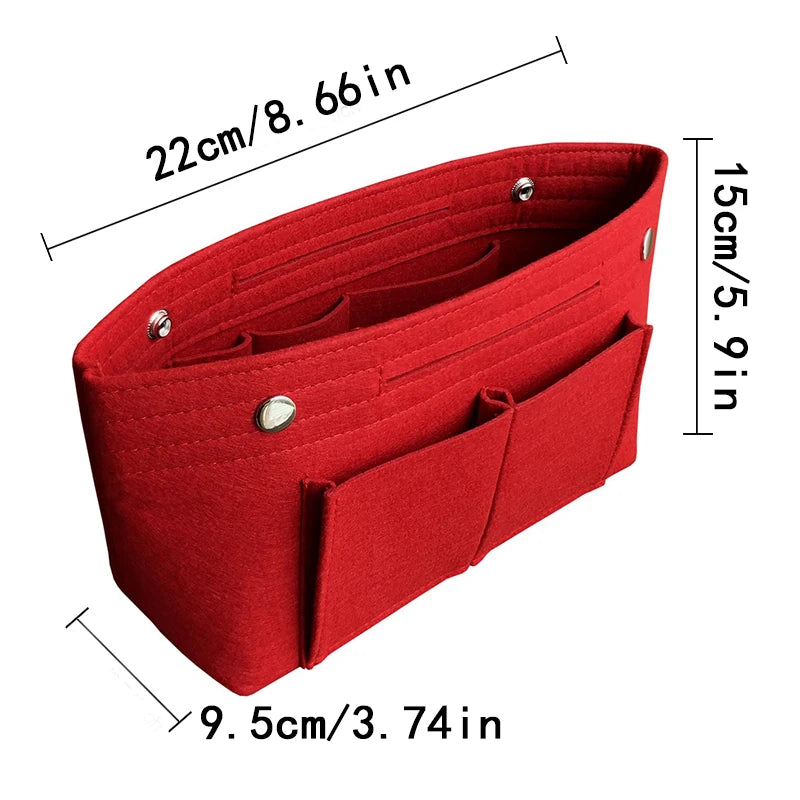 1PC Multifunction Women Felt Insert Bag Multi-Pocket Makeup Cosmetic Bags Travel Inner Purse Portable Handbag Storage Organizer