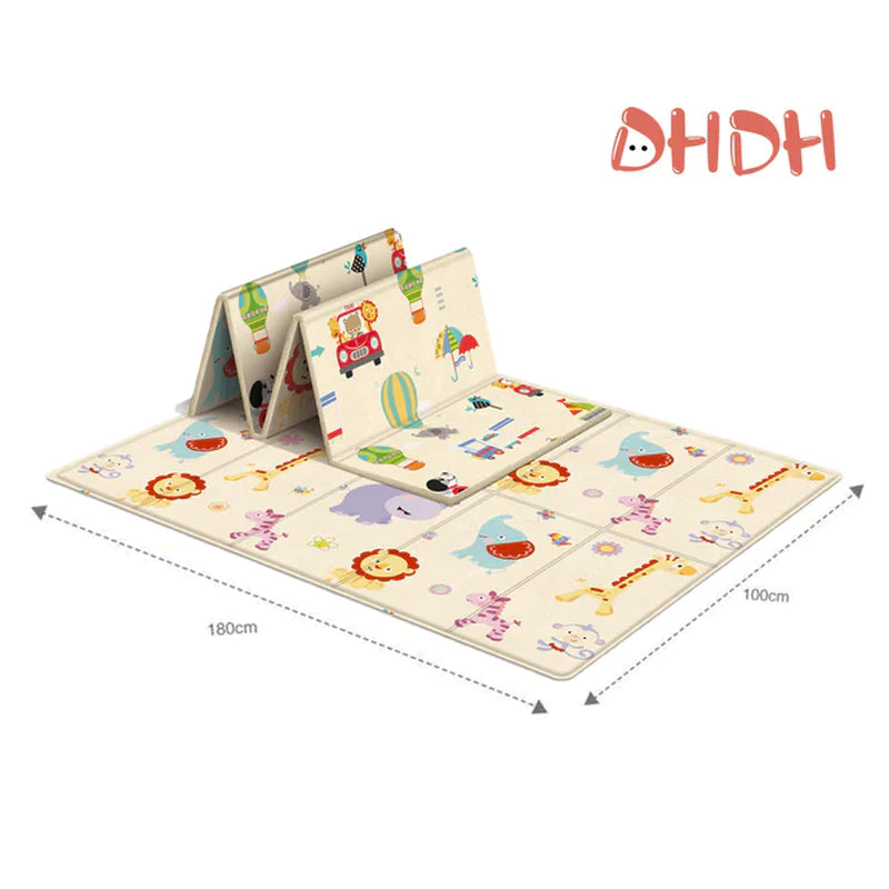 Baby Play Mat Foldable Children Carpet Double-Sided Cartoon Pattern Kids Room Carpet Educational Activity Surface Easy to Carry