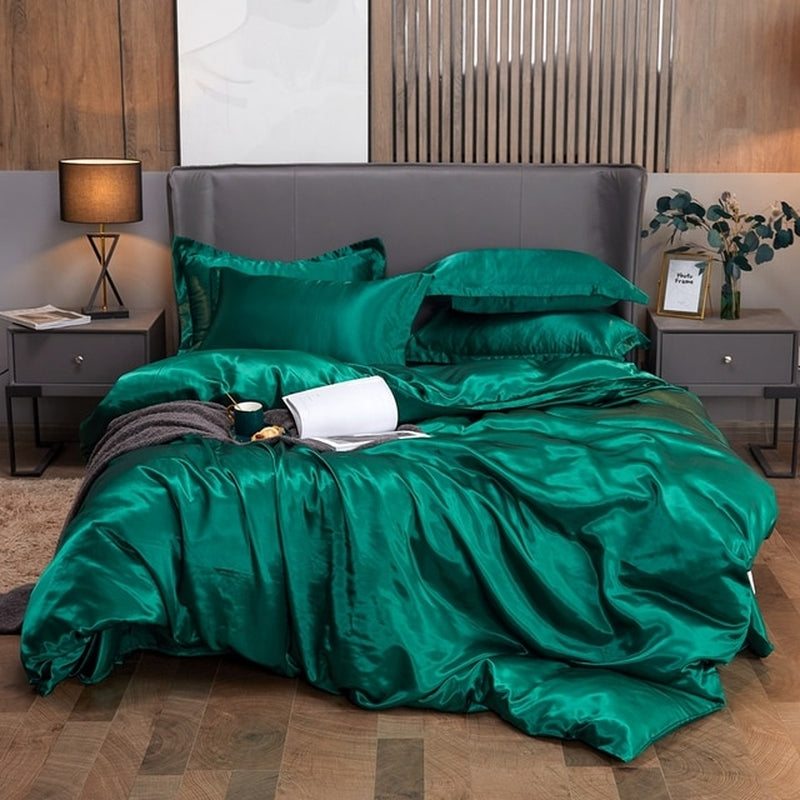 Bedding Set Solid Color Luxury Bedding Kit Rayon Satin Duvet Cover Set Twin Queen King Size Bed Set 2Pcs/3Pcs/4Pcs