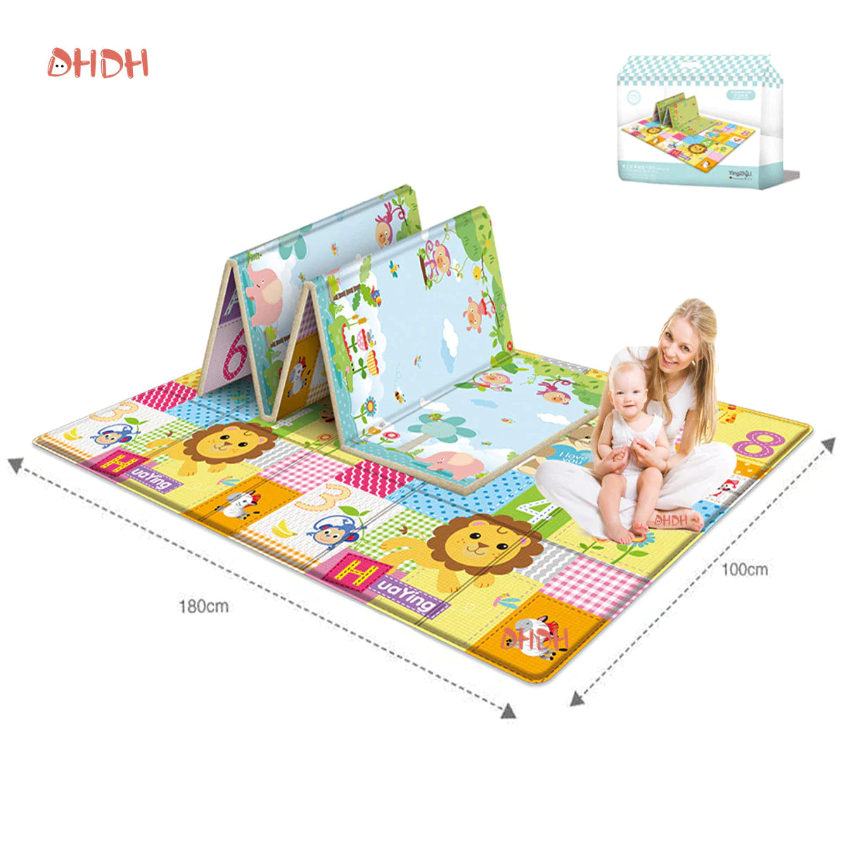 Baby Play Mat Foldable Children Carpet Double-Sided Cartoon Pattern Kids Room Carpet Educational Activity Surface Easy to Carry