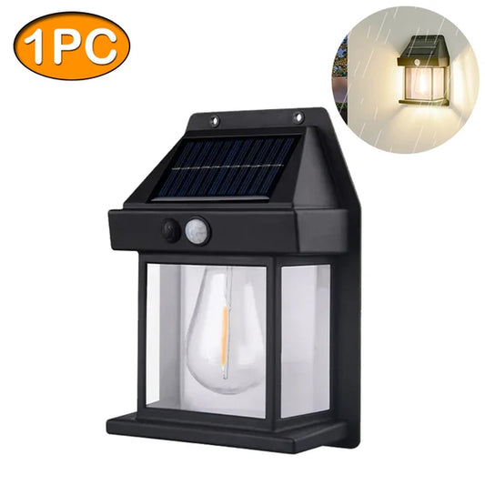 Solar Tungsten Night Lamp Intelligent Motion Sensor Wall Lamp 3 Lighting Modes Waterproof Courtyard Garden Decoration Lantern