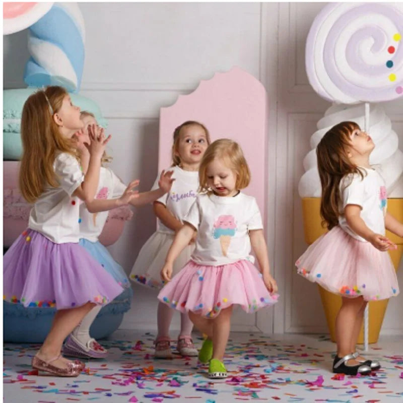 12M-6Y Princess Kids Baby Girl Colorful Balls Tutu Tulle Skirt 1 Pieces Bottom Party Girls Skirts Clothes Skirt for Girls Mini