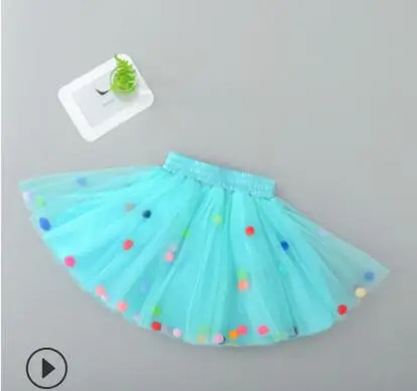 12M-6Y Princess Kids Baby Girl Colorful Balls Tutu Tulle Skirt 1 Pieces Bottom Party Girls Skirts Clothes Skirt for Girls Mini