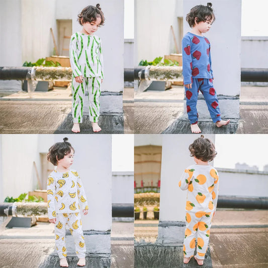 New Korean Children Pajamas Boys Cotton Clothes Pants Set Sleepwear Kids Pajamas for Girls Toddler Baby Outfits Child Pyjama