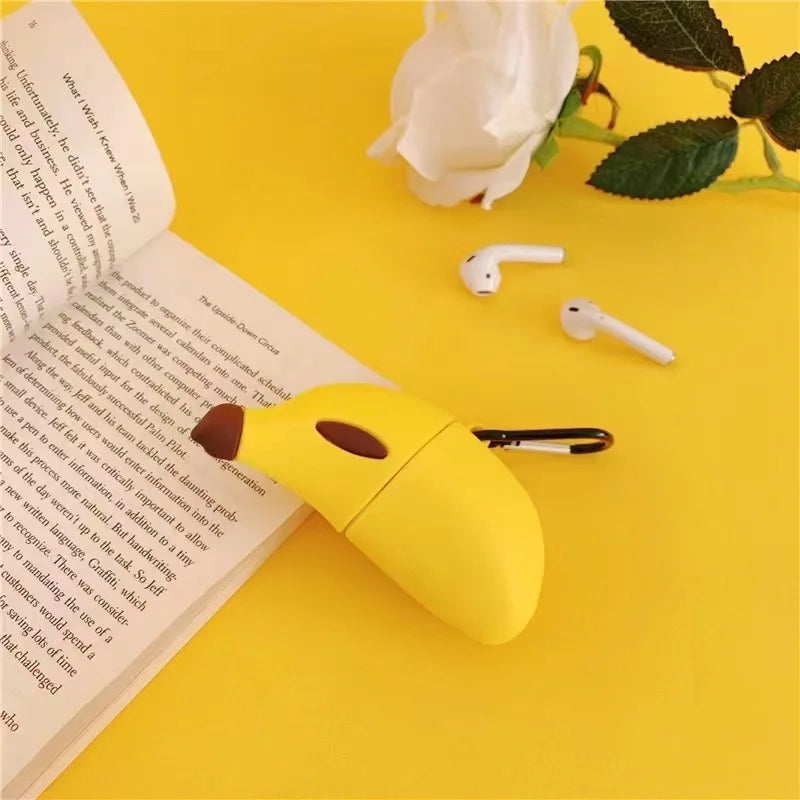 Airpods Bluetooth Headphones Protective Case Cute Three-Dimensional Banana Headphone Cover for Airpods Wireless Bluetooth