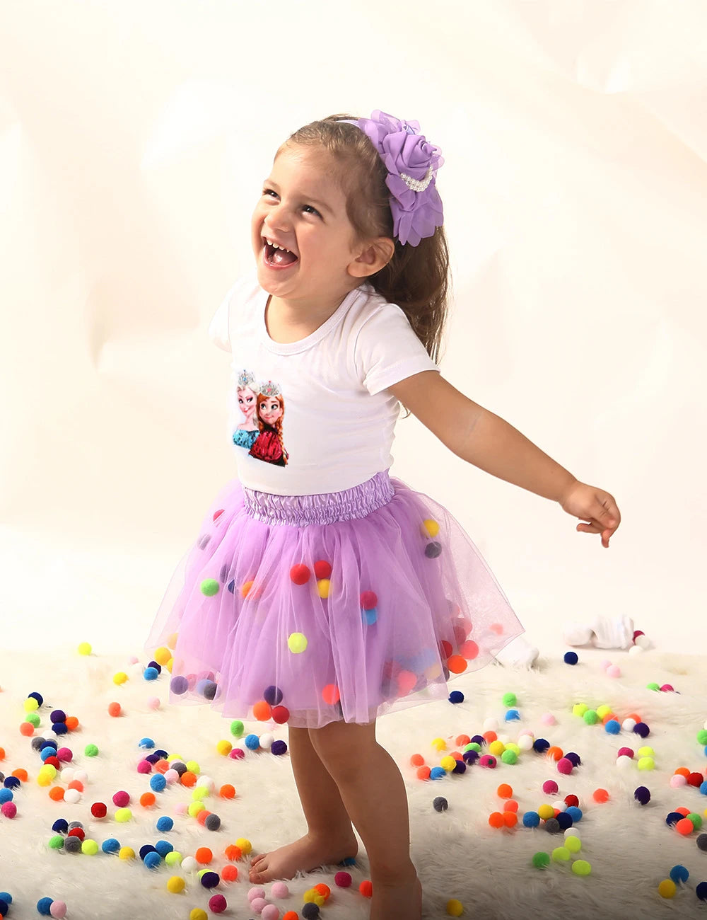 12M-6Y Princess Kids Baby Girl Colorful Balls Tutu Tulle Skirt 1 Pieces Bottom Party Girls Skirts Clothes Skirt for Girls Mini